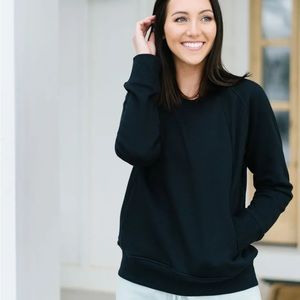 Black Oh So Soft Pocket Crewneck Sweatshirt